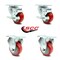 Service Caster 3.5 Inch Red Polyurethane Swivel Top Plate Caster Set with 2 Brake 2 Rigid SCC SCC-20S3514-PPUB-RED-TLB-TP2-2-R-2 - alternate 2